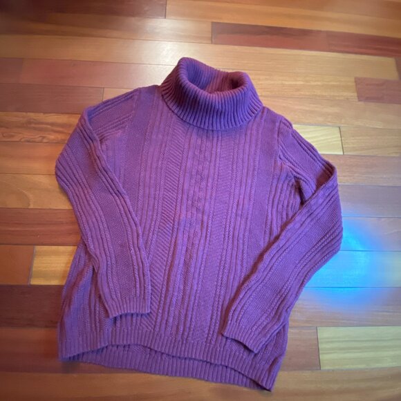 Croft & Barrow Purple Knit Sweater Turtle Neck size Medium - Picture 6 of 9